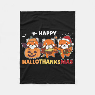 Funny Animals For The Holidays Red Panda Christmas Fleece Blanket
