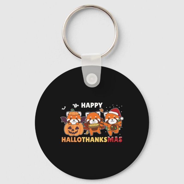 Funny Animals For The Holidays Red Panda Christmas Key Ring (Front)
