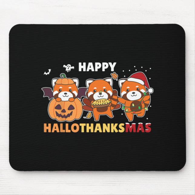 Funny Animals For The Holidays Red Panda Christmas Mouse Pad (Front)
