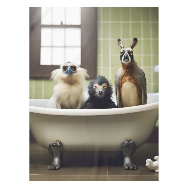 Funny animals in bathroom tablecloth (Front)