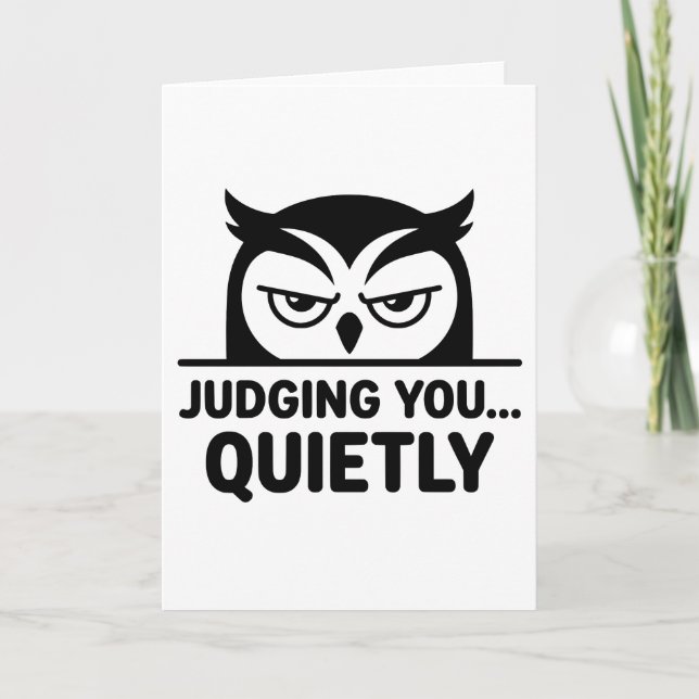 funny animals minimalist owl Judging You Quietly Card (Front)