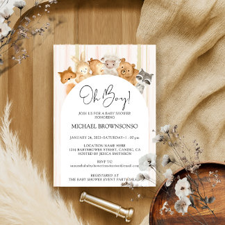 Funny Animals Oh Boy Budget Invitation