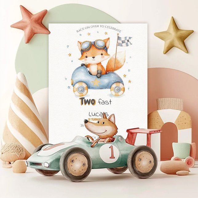 Funny Animals Race Cars 2nd Birthday Invitation (Creator Uploaded)