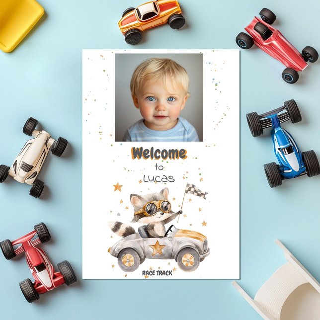 Funny Animals Race Cars 2nd Birthday Welcome Poster (Creator Uploaded)