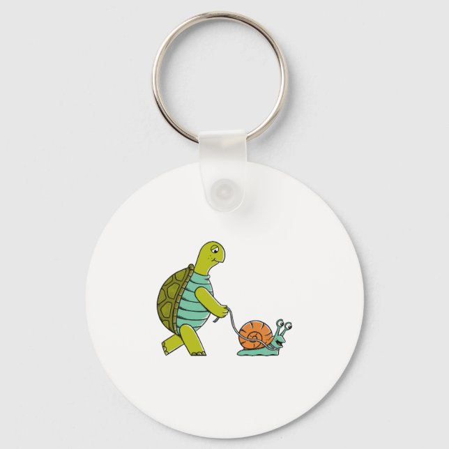 Funny Animals Turtle And Snail Key Ring (Front)