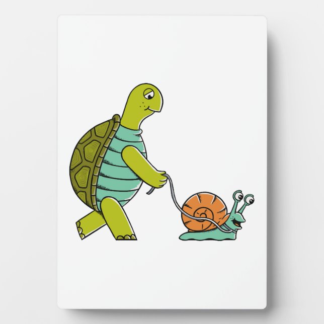 Funny Animals Turtle And Snail Plaque (Front)