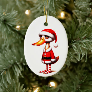 Funny Animated Duck Christmas Card Ceramic Tree Decoration