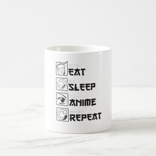 Funny Anime Gift Eat Sleep Repeat Otaku Coffee Mug (Center)