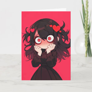Funny Anime Girl Blush Holiday Card