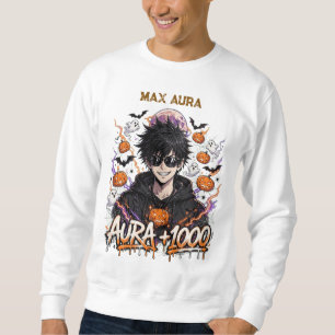 Funny Anime Halloween Boy Aura Plus 1000 Spooky Gr Sweatshirt