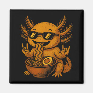Funny Anime Kawaii Axolotl Eating Ramen Graphic Te Magnet