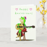 Funny Anniversary Card Happy Frog Guitar Player<br><div class="desc">Guitar Player Party Frog Funny Anniversary Cards Cartoon MIGNED Painting Design - Customisable</div>