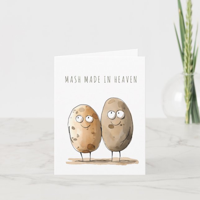 Funny Anniversary Pun Humor Mash Made in Heaven Card (Front)