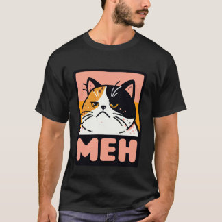 Funny Annoyed Cat Meh Sarcastic Rolling Eyes Kawai T-Shirt