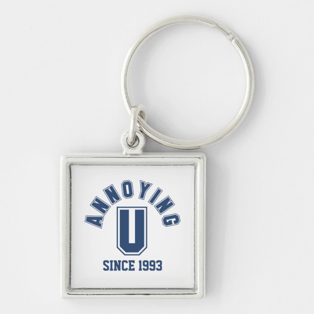 Funny Annoying You Premium Keychain, Blue Key Ring (Front)