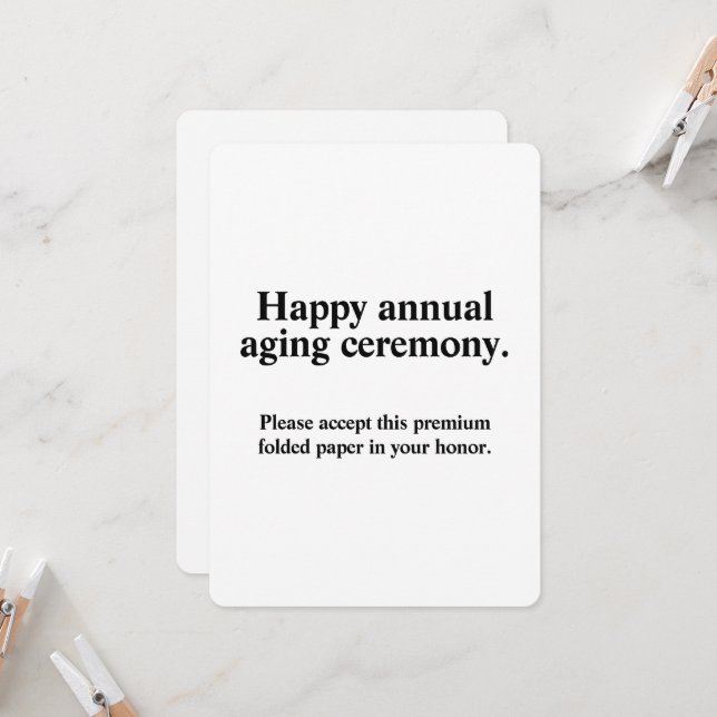 Funny Annual Aging Ceremony Birthday Card (Front/Back In Situ)