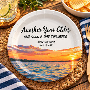 Funny Another Year Older Bad Influence Birthday Paper Plate