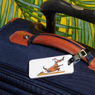 Funny Anteater Cartoon Quirky Running Animal  Luggage Tag