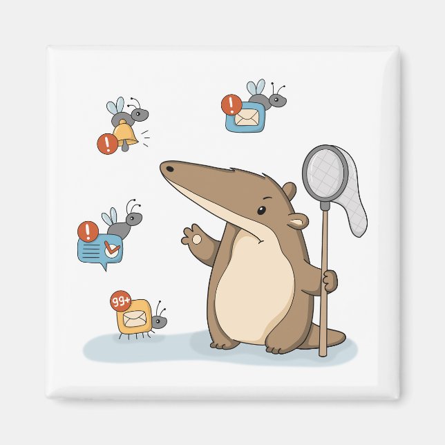 Funny Anteater Notification Hunter Illustration Magnet (Front)