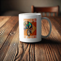 Funny Anteater Powered By Caffeine Cyclist Cartoon