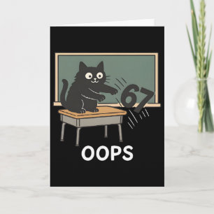 Funny Anti 67 Teacher Six Seven 6-7 Meme Cat Teach Card