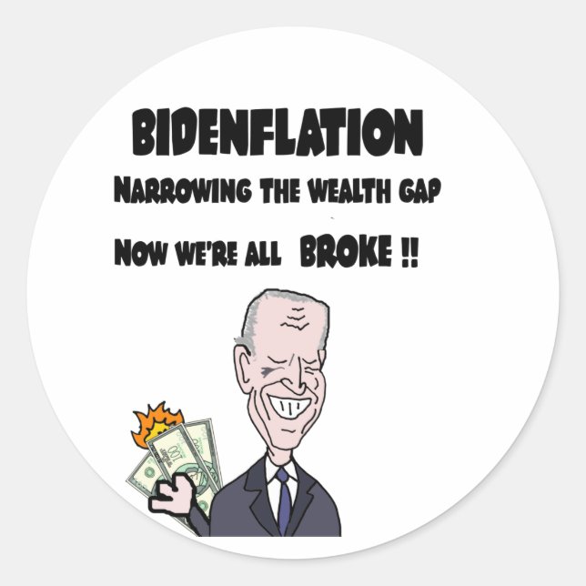 Funny Anti Biden Bidenflation Inflation Classic Round Sticker (Front)