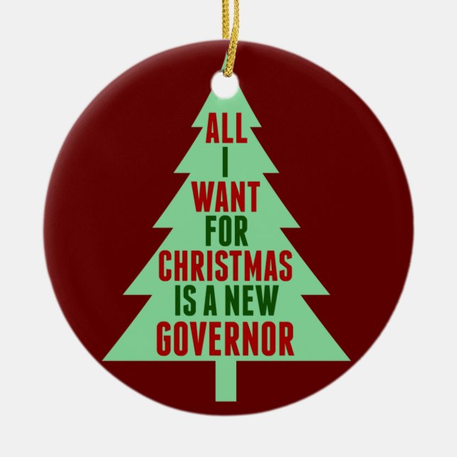 Funny Anti Governor Abbott Christmas Tree Ceramic Tree Decoration (Front)