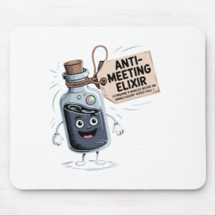 Funny Anti-Meeting Elixir   Retro Cartoon Office H Mouse Pad