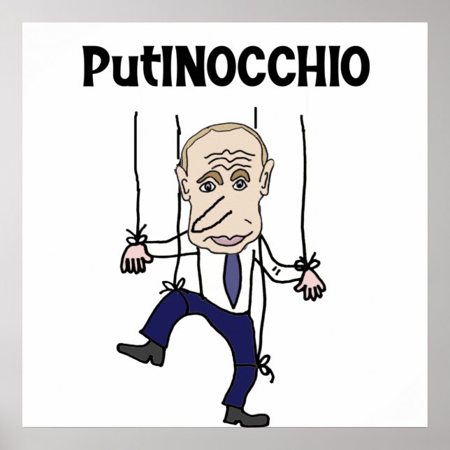 Funny Anti Putin and Russia Putinocchio Pun Poster (Front)