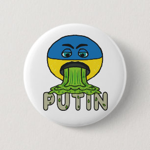 Funny Anti Putin Vomit Emoji 6 Cm Round Badge