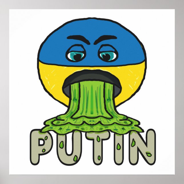 Funny Anti Putin Vomit Emoji Poster (Front)