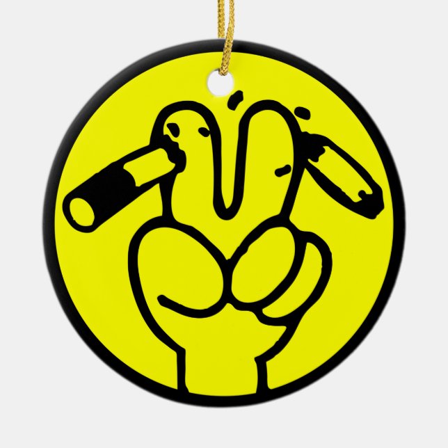 Funny Anti Smoking ⚠ Thai Sign ⚠ Ceramic Tree Decoration (Front)