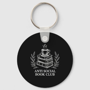 Funny anti social book club key ring