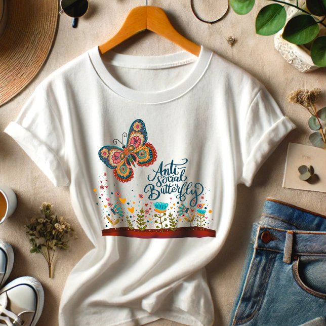 Funny Anti-Social Butterfly Colourful Inspirivity  Tri-Blend Shirt (Creator Uploaded)