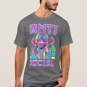 Funny Anti Social Vaporwave Anime Girl Japanese An T-Shirt