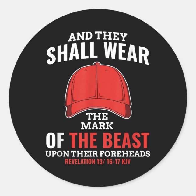 Funny Anti Trump Mark Of The Beast Red Hat Classic Round Sticker (Front)