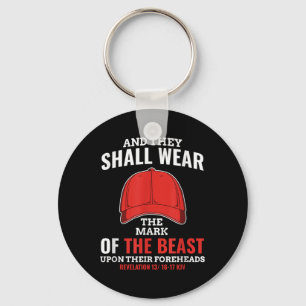 Funny Anti Trump Mark Of The Beast Red Hat Key Ring