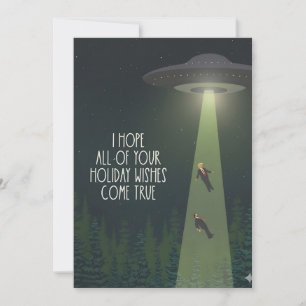 Funny Anti-Trump UFO take our leaders Alien Holiday Card