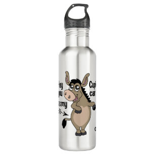 Funny Anti-Valentine Donkey custom water bottles