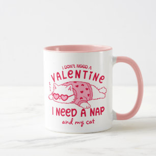 Funny Anti-Valentine Nap and My Cat Custom Coffee  Mug