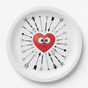 Funny Anti-Valentines Day Dating Love Arrows Chase Paper Plate