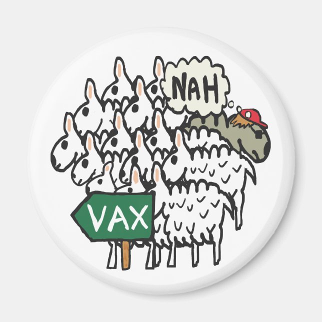 Funny Anti Vax Sheep Magnet (Front)