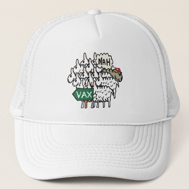 Funny Anti Vax Sheep Trucker Hat (Front)