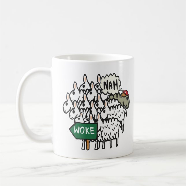 Funny Anti Woke Sheep Coffee Mug (Left)