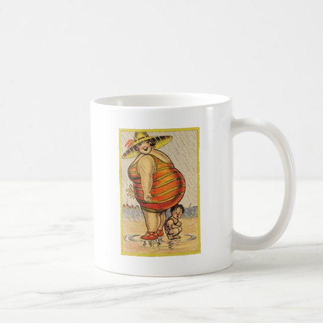 Funny Antique Couple on Beach Oddity Coffee Mug (Right)