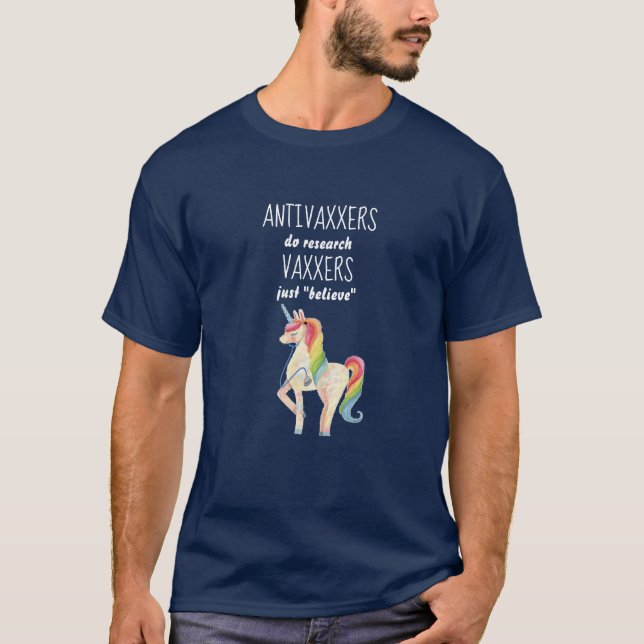 Funny AntiVaxxers Research Custom Unicorn T-Shirt (Front)