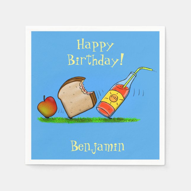 Funny ants picnic cartoon illustration napkin (Front)