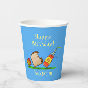 Funny ants picnic cartoon illustration paper cups