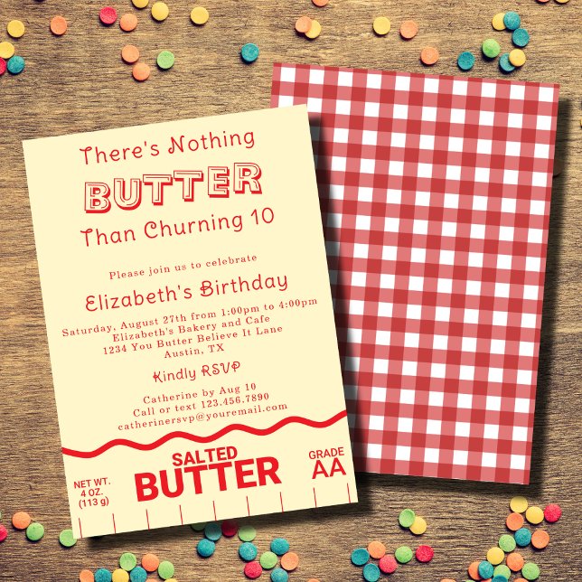 Funny Any Age Kids Butter Themed Birthday Party Invitation (Creator Uploaded)