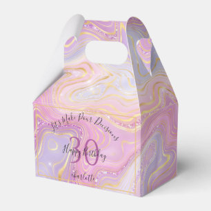 Funny Any Age Pink Gold Glitter Agate Geode Favour Box